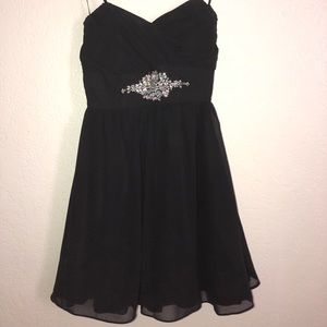 Homecoming short black strapless dress